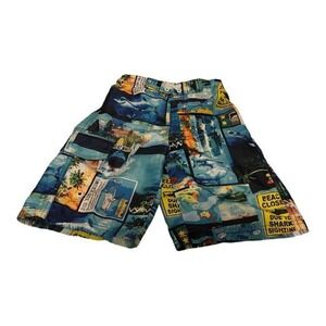 Ocean Pacific OP Boys Shorts Size M 8 Swim Trunks Board Shark At The Beach